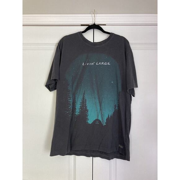 Life is Good Dark Gray Livin’ Large Camping Tee Graphic Shirt Size XL Outdoors - Picture 1 of 7